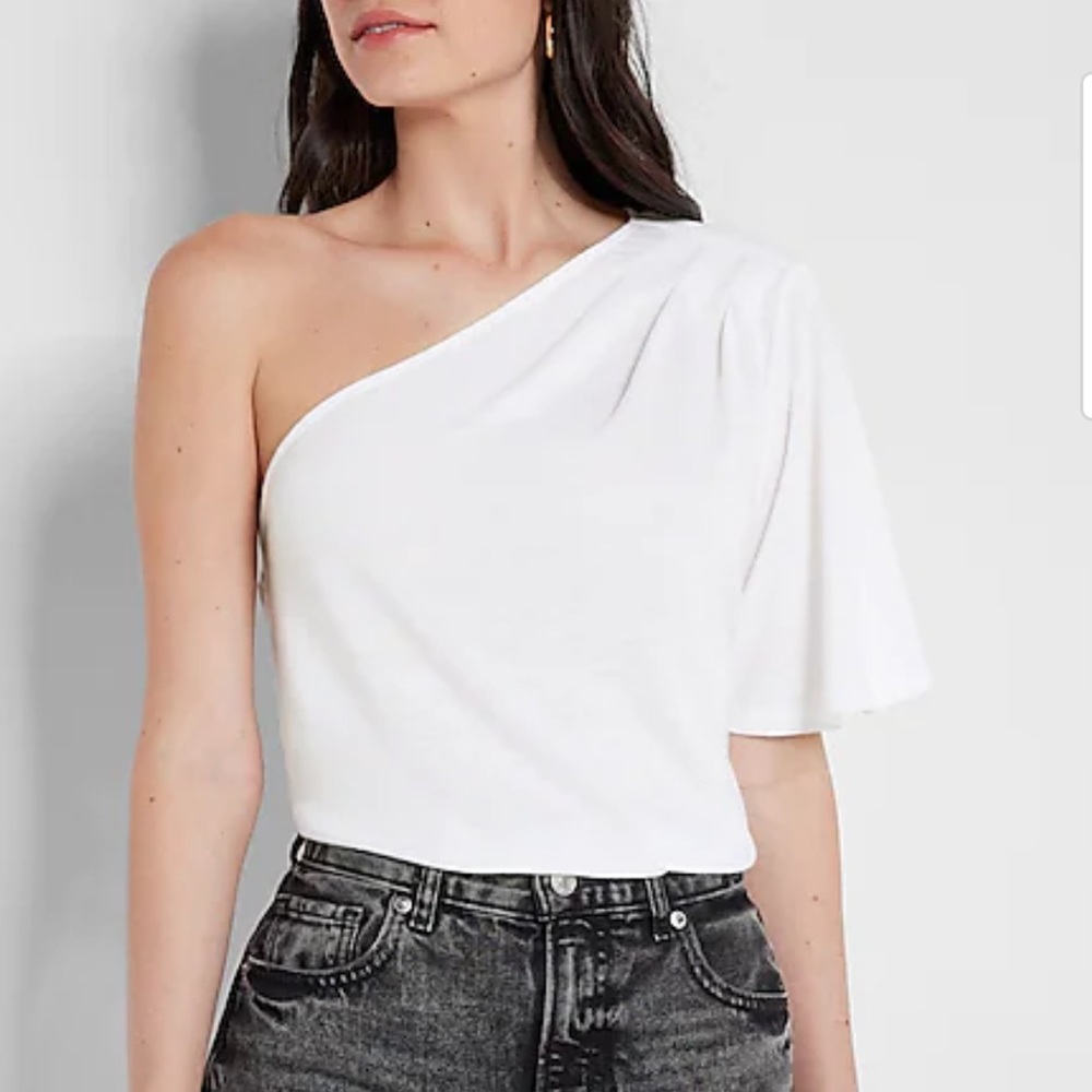 Express white one shoulder t shirt